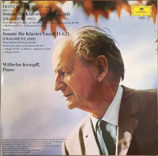 Franz Schubert, Wilhelm Kempff : Klaviersonaten E-Moll Und F-Moll · Piano Sonatas In E Minor And In F Minor (LP, RE)
