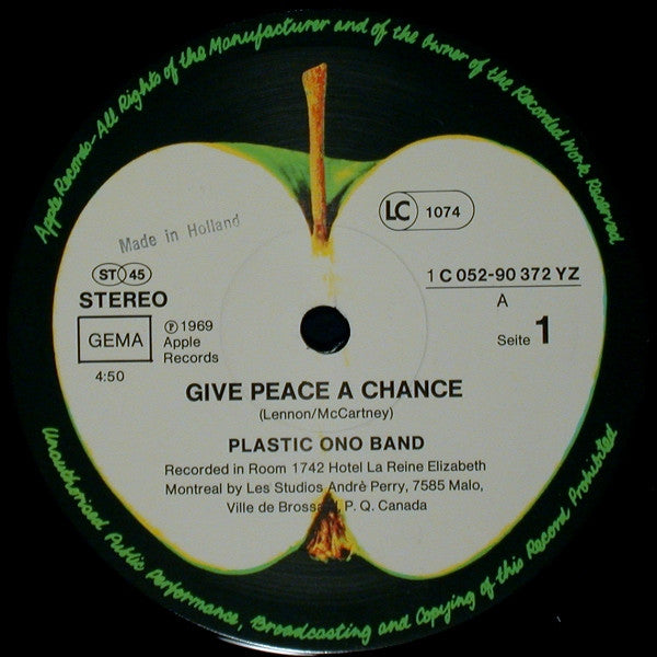 The Plastic Ono Band : Give Peace A Chance (12", Maxi)