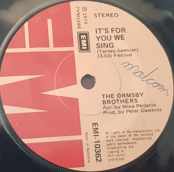 The Ormsby Brothers : Sweet Virginia (7", Single)