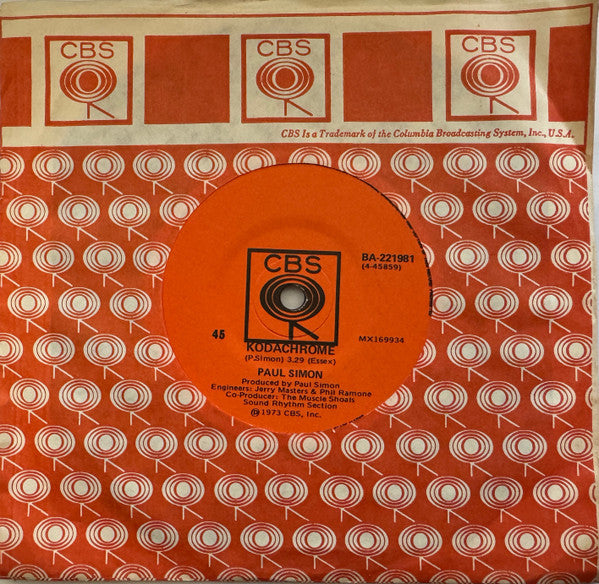 Paul Simon : Kodachrome / Tenderness (7", Single)