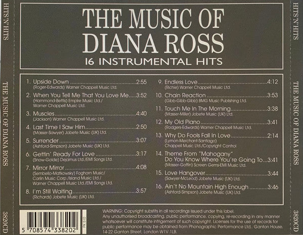 The Songrise Orchestra : The Music Of Diana Ross - 16 Instrumental Hits (CD, Album)