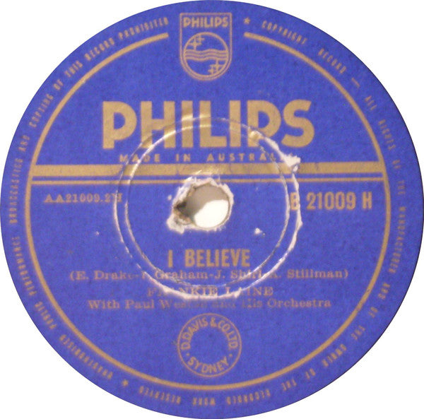 Frankie Laine With Paul Weston And His Orchestra : Your Cheatin' Heart / I Believe (Shellac, 10")