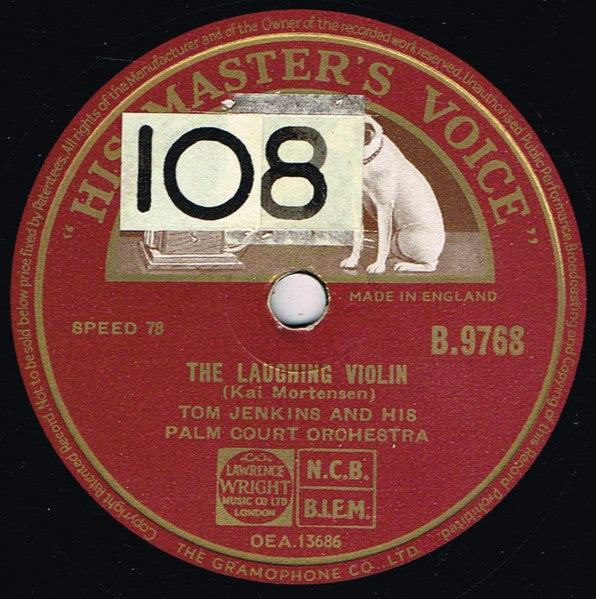 Tom Jenkins And His Palm Court Orchestra : The Laughing Violin / By The Sleepy Lagoon (Shellac, 10")
