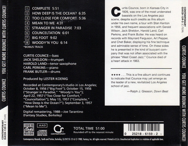 Curtis Counce : You Get More Bounce With Curtis Counce! (CD, Album, RE, RM, RP)