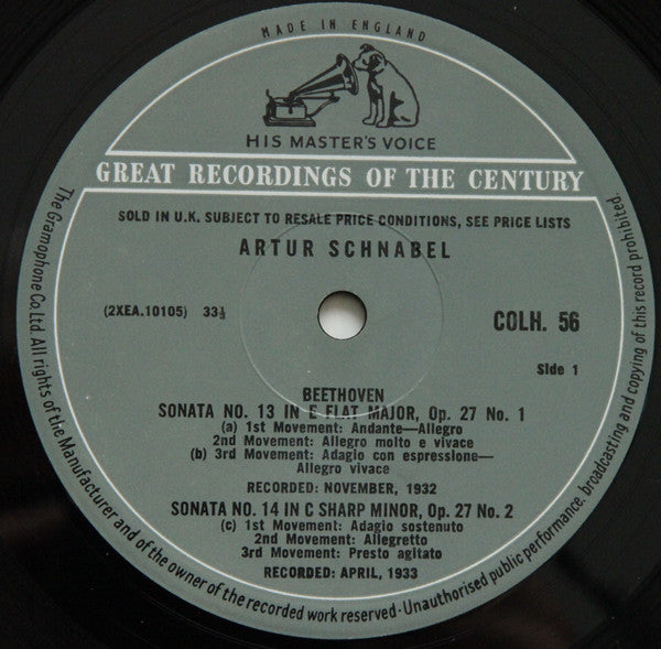 Ludwig Van Beethoven, Artur Schnabel : Sonatas Nos. 21, 22, & 23 (LP, Comp, Mono, RE)