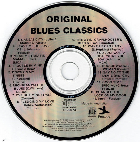 Various : Original Blues Classics  (CD, Comp)