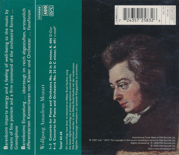 Wolfgang Amadeus Mozart, Daniel Barenboim, English Chamber Orchestra : Piano Concertos Nos. 20 & 24 (CD, Comp, RM)