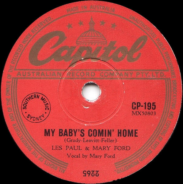 Les Paul & Mary Ford / Les Paul : My Baby's Coming Home / Lady Of Spain (Shellac, 10")