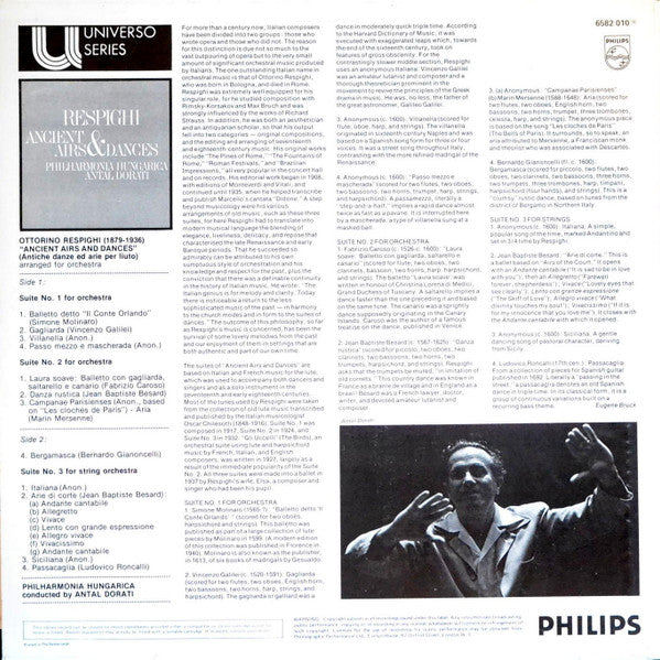 Ottorino Respighi - Philharmonia Hungarica, Antal Dorati : Ancient Airs & Dances (LP, RE)