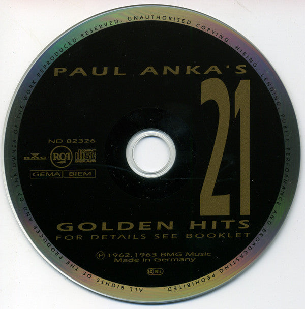 Paul Anka : Paul Anka's 21 Golden Hits (CD, Comp, RE)