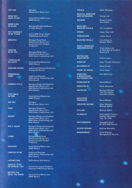 Kylie Minogue : Intimate And Live (DVD-V, RE, Multichannel)