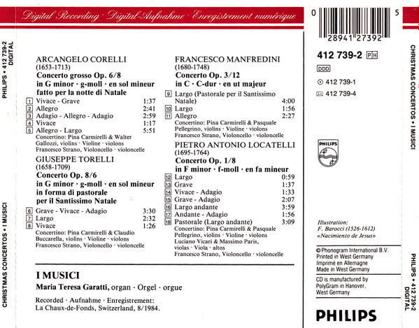 Arcangelo Corelli · Francesco Manfredini · Giuseppe Torelli · Pietro Antonio Locatelli – I Musici : Christmas Concertos (CD)