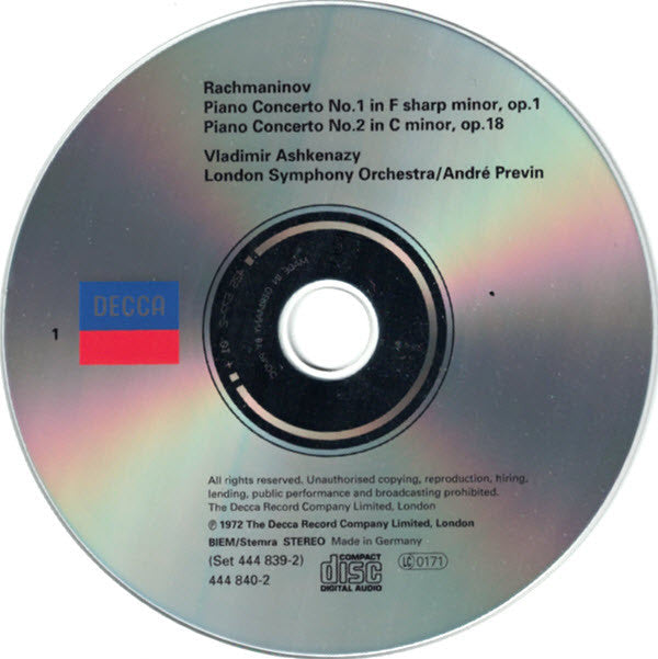 Rachmaninov* - Vladimir Ashkenazy, London Symphony Orchestra, André Previn : Piano Concertos 1-4 (2xCD, Comp, RE, RM)