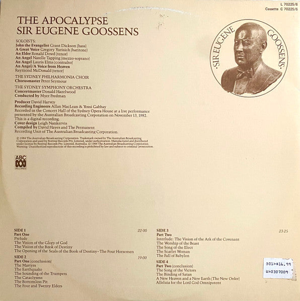 Sir Eugene Goossens, The Sydney Symphony Orchestra* Conducted By Myer Fredman : The Apocalypse (2xLP, Album, Gat)