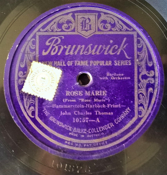 John Charles Thomas : Rose Marie / In The Gloaming (Shellac, 10")