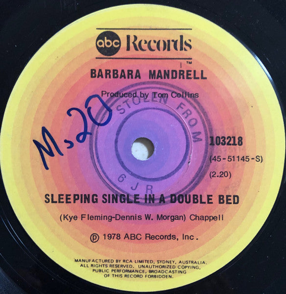 Barbara Mandrell : Sleeping Single In A Double Bed (7", Single)