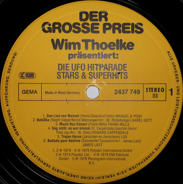 Various : Der Grosse Preis - Wim Thoelke Präsentiert: Die UFO Hit-Parade (Stars & Superhits) (LP, Comp, P/Mixed)