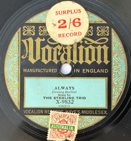 The Sterling Trio* : Always / In The Middle Of The Night (Shellac, 10")