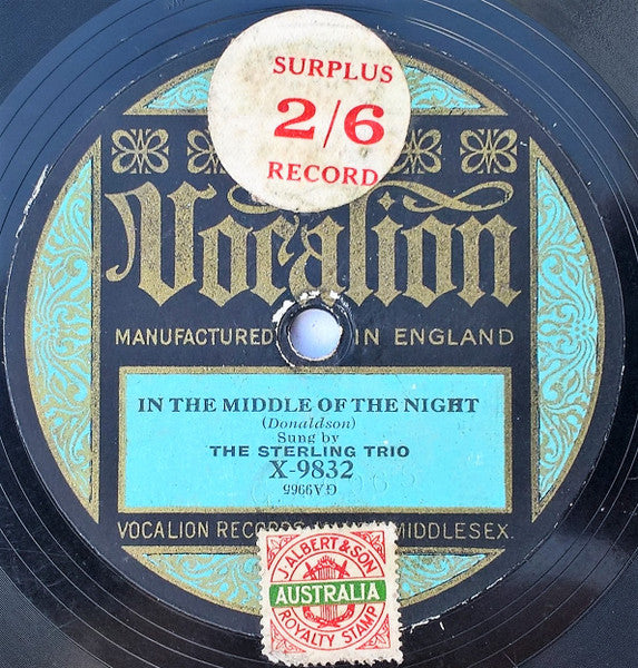 The Sterling Trio* : Always / In The Middle Of The Night (Shellac, 10")