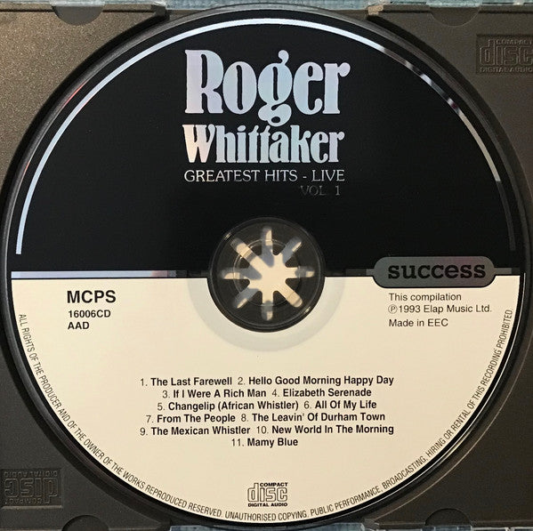 Roger Whittaker : Greatest Hits - Vol. 1 Live (CD, Comp)