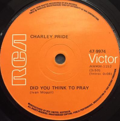 Charley Pride : Did You Think To Pray (7", Single)