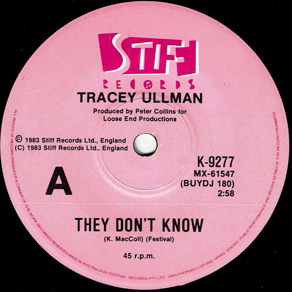 Tracey Ullman : They Don't Know (7", Single)