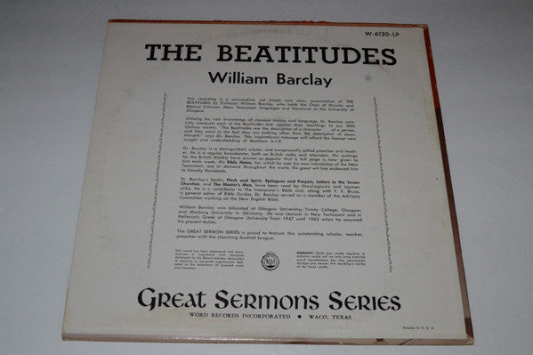 William Barclay : The Beatitudes (LP, Mono)
