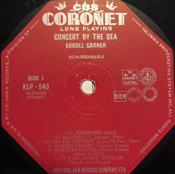 Erroll Garner : Concert By The Sea (LP, Album, Mono)