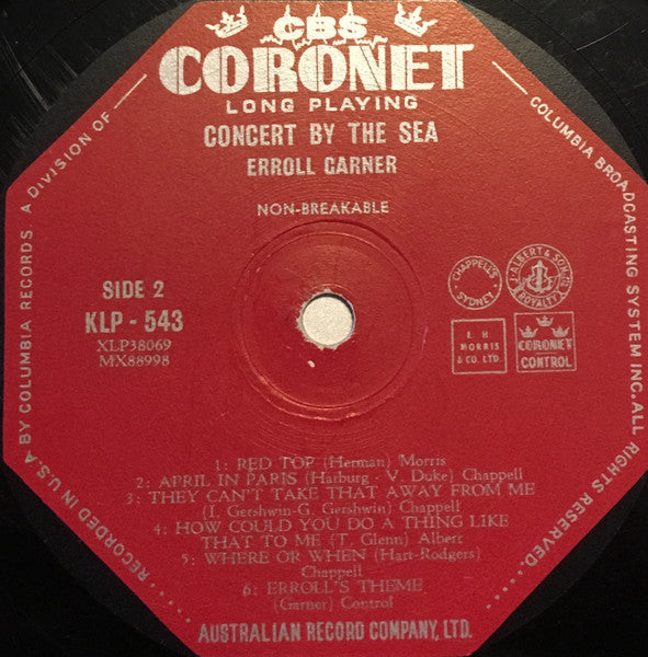 Erroll Garner : Concert By The Sea (LP, Album, Mono)