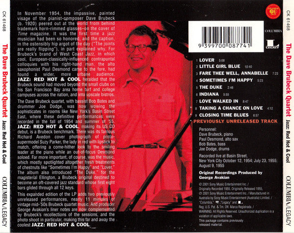 The Dave Brubeck Quartet : Jazz: Red Hot And Cool (CD, Album, RE, RM)