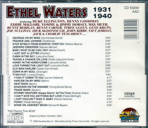 Ethel Waters : Ethel Waters 1931-1940 (CD, Comp)