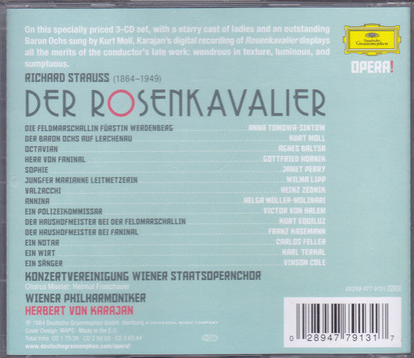 Strauss* - Anna Tomowa-Sintow | Agnes Baltsa | Janet Perry | Kurt Moll | Herbert von Karajan : Der Rosenkavalier (3xCD, Album, RE)