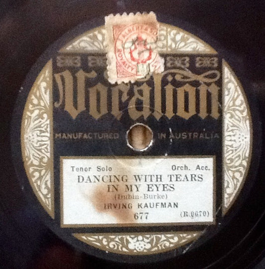 Chick Bullock / Irving Kaufman : Dancing With Tears In My Eyes / Laughing My Troubles Away (Shellac, 10")