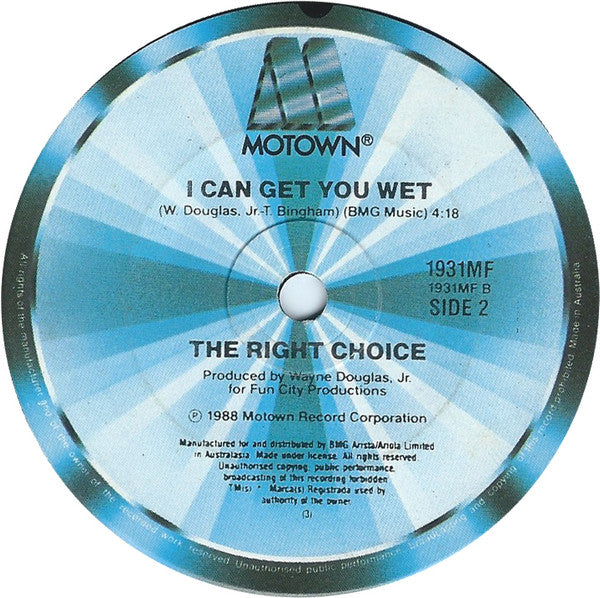 The Right Choice : Tired Of Being Alone (7", Single)