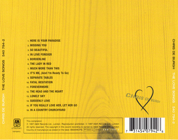 Chris de Burgh : The Love Songs (CD, Comp)