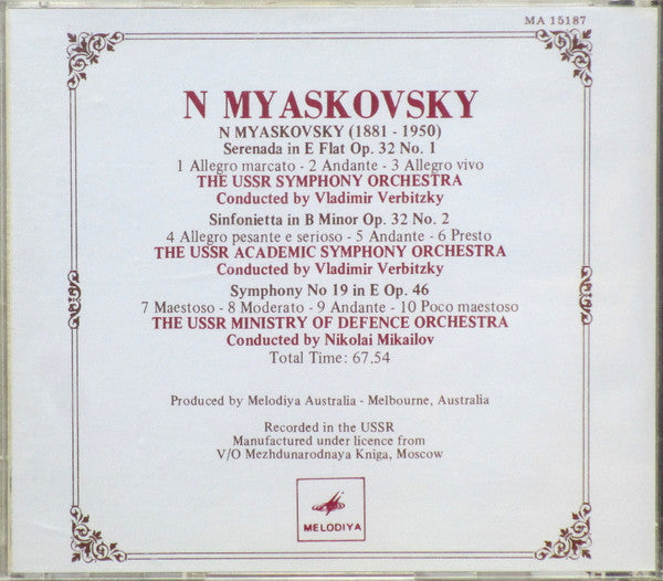 N. Myaskovsky* : Serenada, Op. 32 No. 1 / Sinfonietta, Op. 32 No. 2 / Symphony No 19, Op. 46 (CD, Comp)