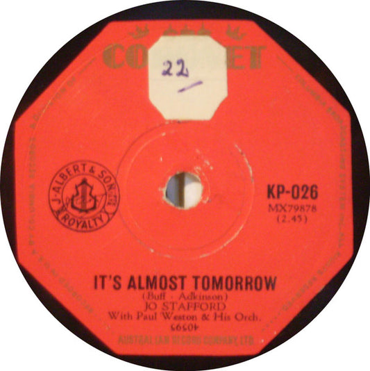 Jo Stafford With Paul Weston And His Orchestra : It's Almost Tomorrow / If You Want To Love (Shellac, 10")