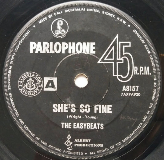 The Easybeats : She's So Fine / The Old Oak Tree (7", Single)