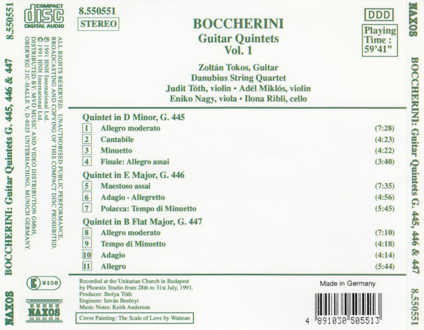 Luigi Boccherini - Zoltan Tokos, Danubius String Quartet : Guitar Quintets Vol. 1 (CD, Album)