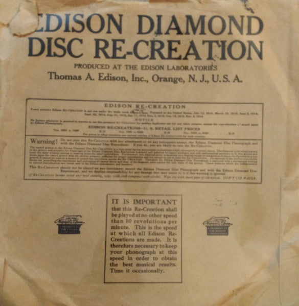 Max Fells' Della Robbia Orchestra / Harry Raderman's Jazz Orchestra : Crooning / Jabberwocky (Edison Disc)