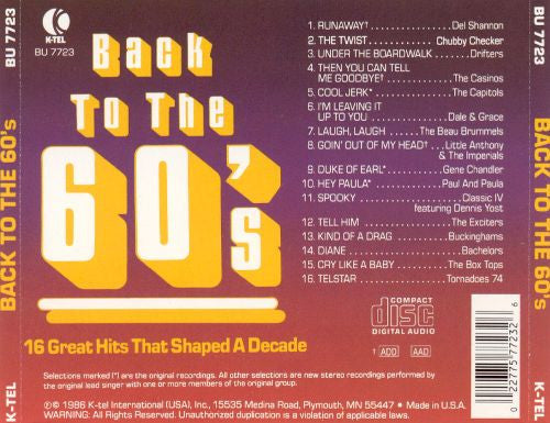 Various : Back To The 60's: 16 Great Hits That Shaped A Decade (CD, Comp, RM, Tra)