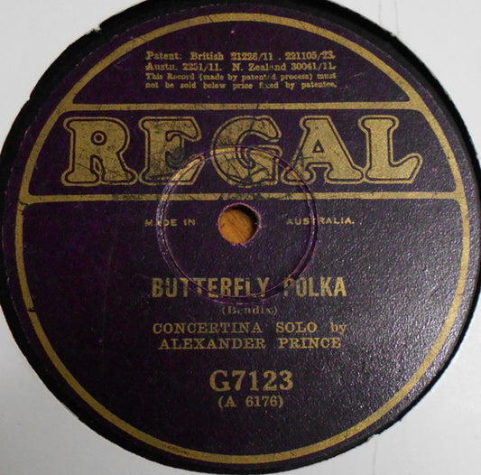 Alexander Prince : Butterfly Polka / Bluebells Of Scotland, &c. (Shellac, 10")