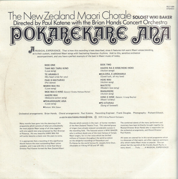 The New Zealand Maori Chorale : Pokarekare Ana (LP, Album)