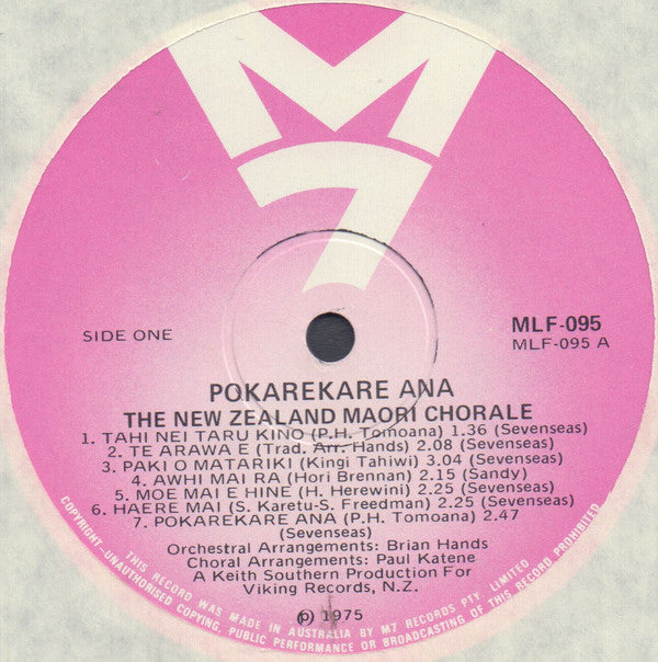 The New Zealand Maori Chorale : Pokarekare Ana (LP, Album)