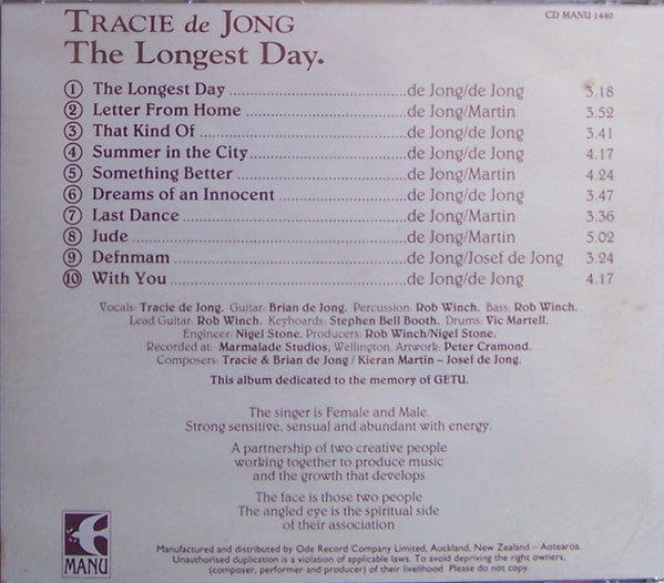 Tracie de Jong : The Longest Day (CD, Album)