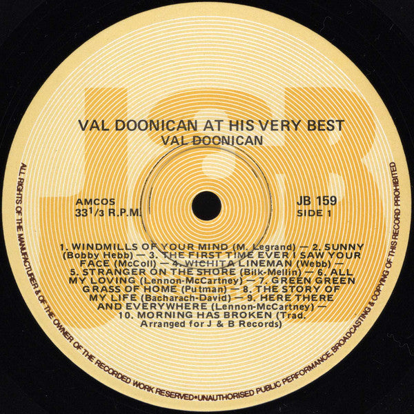 Val Doonican : Val Doonican At His Very Best (LP, Album, Comp)