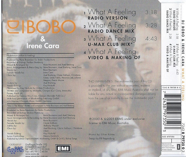 DJ BoBo & Irene Cara : What A Feeling (CD, Single, Enh)