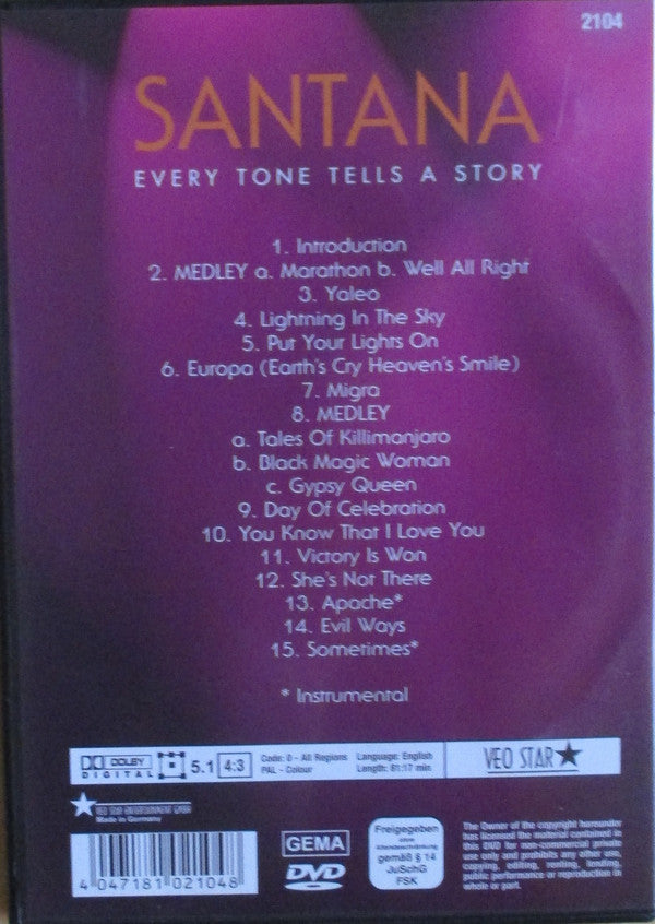 Santana : Every Tone Tells A Story (DVD-V, Comp, Unofficial, PAL, All)