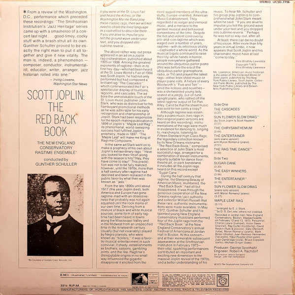 Scott Joplin, The New England Conservatory Ragtime Ensemble Conducted By Gunther Schuller : The Red Back Book (LP, Album, Oli)