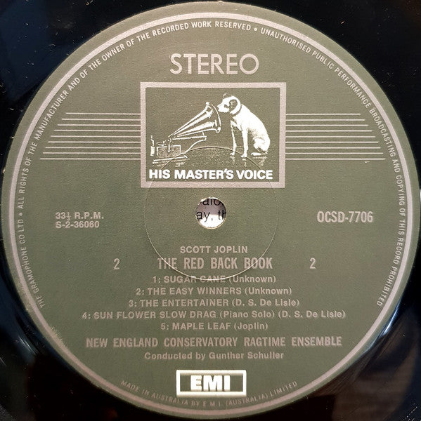 Scott Joplin, The New England Conservatory Ragtime Ensemble Conducted By Gunther Schuller : The Red Back Book (LP, Album, Oli)